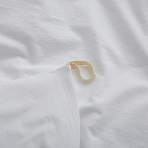 100% Washed Cotton Queen Duvet Cover Set - 3-Piece Soft Breathable Bedding