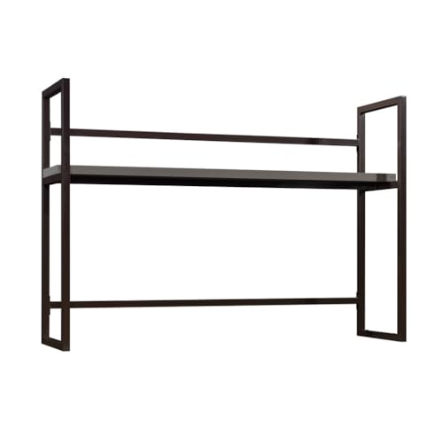60-Inch Desk Hutch with Open Shelves, Industrial Brown & Grey Storage
