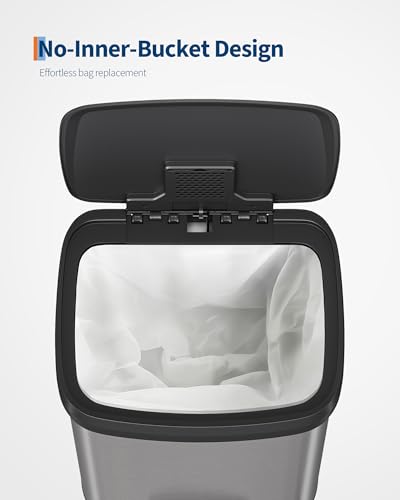 13 Gallon Stainless Steel Kitchen Trash Can with Soft Close Lid