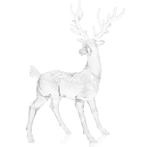 Christmas Reindeer Decor Set - Clear Acrylic Elk Figurines for Holiday Home Decoration