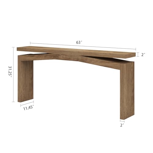 63-Inch Wooden Console Table, Narrow Farmhouse Sofa Table for Entryway
