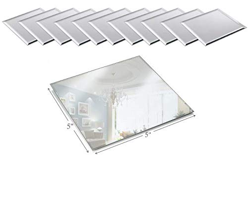 5-Inch Square Beveled Mirror Plates for Centerpieces - Set of 12