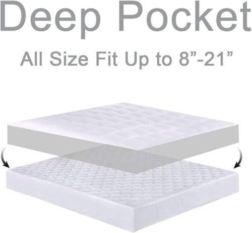 Queen Mattress Topper for Back Pain Relief | Plush Cooling Bed Pad
