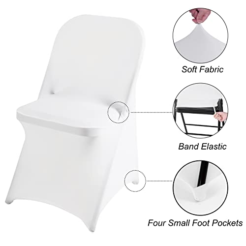 12 Pack White Spandex Waterproof Folding Chair Covers