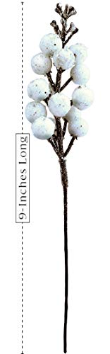 Frosted White Berry Picks for Christmas Decorations - 8 Pack
