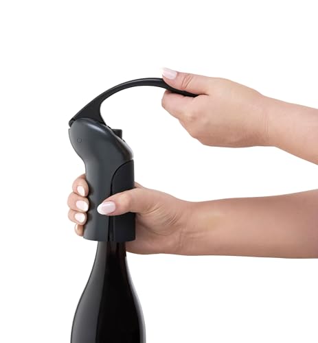 Rabbit Vertical Corkscrew Wine Opener with One-Pull Lever, Black 7.7 x 8.8 in
