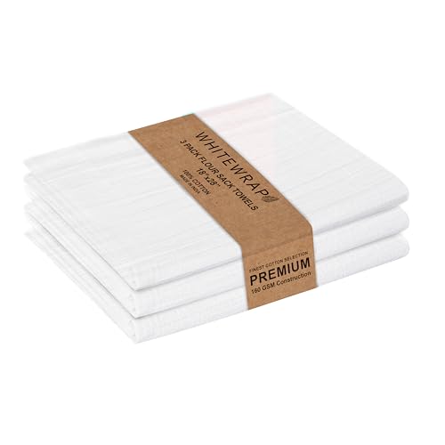 100% Cotton Flour Sack Towels 18x28 - Absorbent Kitchen Dish Towels (Pack of 3)