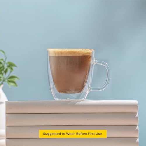 Double Wall Insulated Espresso Mugs - 5.4 Ounce Glass Set of 2