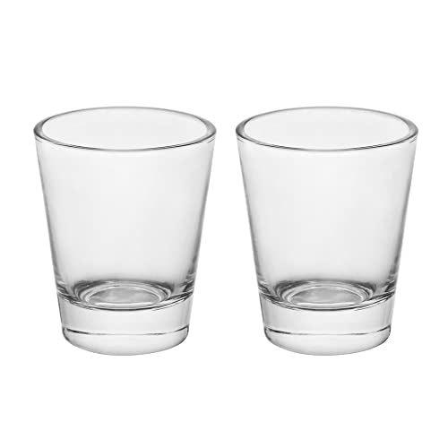 Heavy Base Shot Glasses - 1.5 oz Clear Glass Espresso Cups, 2 Pack