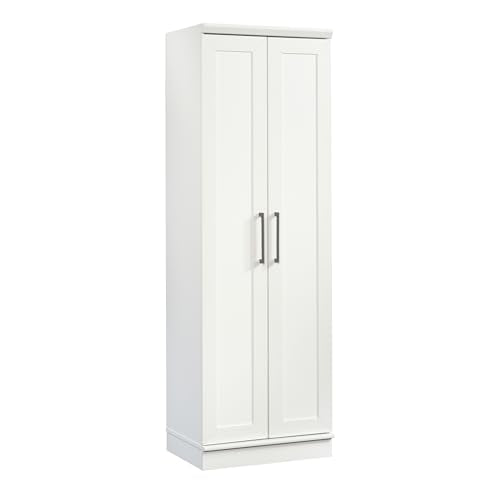 Tall 2-Door Storage Cabinet with 4 Adjustable Shelves, Soft White