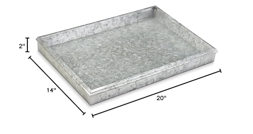 Good Directions Small Boot Tray, Classic Multi-Purpose All Weather Decorative Boot Tray, Shoes, Plants, Garage, Patio Door, Pet Bowls, 20 inch Entry Indoor Shoe Tray for Apartment, Grey Steel