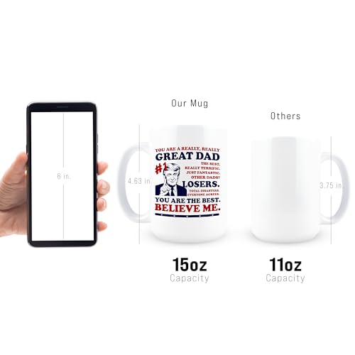 Funny Dad Coffee Mug - Trump Best Dad Ever 15oz Ceramic Gift - Fathers Day, Birthday, Christmas Present for Men - Dad Variation