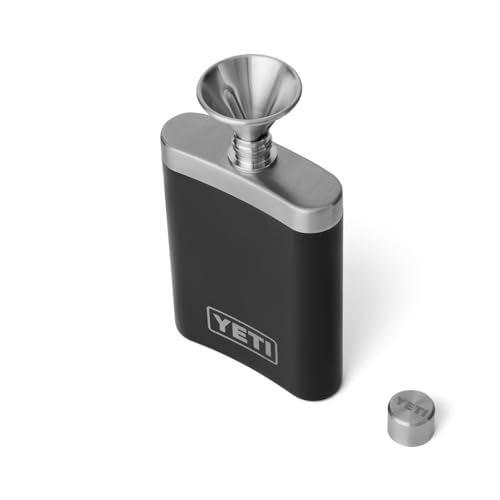 YETI 7 oz Stainless Steel Flask with Funnel - Black Portable Drink Bottle