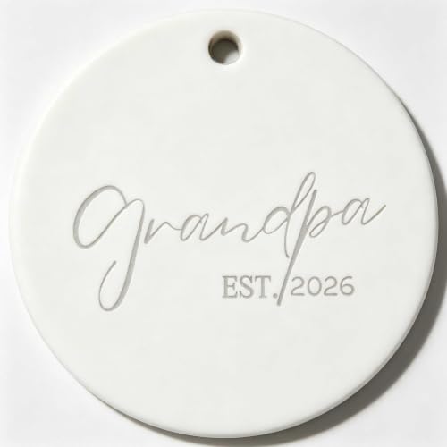 Chromico C14 Grandpa Est 2026 Christmas Ornament — First-Time Grandpa Baby Announcement Ceramic