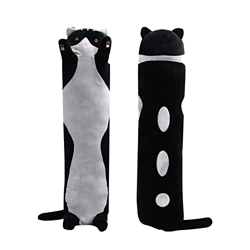Shangman Black 90cm Plush Cat Pillow - Cute Sleeping Toy for Kids & Girlfriend