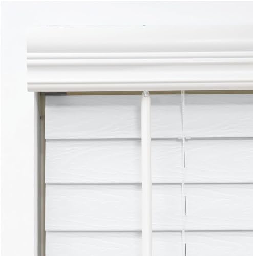 Cordless 2-Inch Faux Wood Blinds - White, 35" W x 60" H