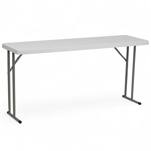 5ft Rectangular Plastic Folding Training Table, Granite White