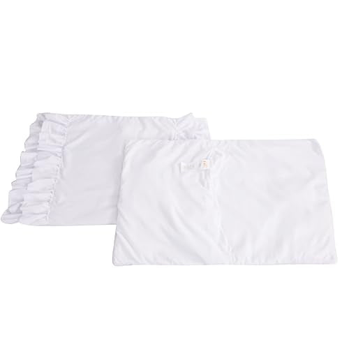 Set of 2 Farmhouse Ruffle Pillow Shams, Standard 20x26 White Boho Pillowcases