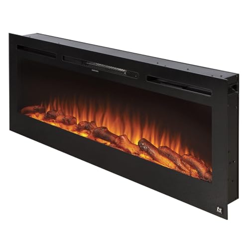 Touchstone 80004 Sideline 50 Inch Recessed Electric Fireplace, 3 Color Flames, Black