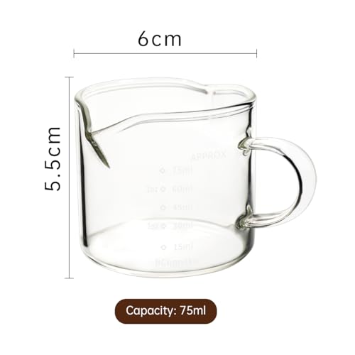 BCnmviku 2 Pack Clear Glass Double Spout Measuring Cups 75ML Espresso Shot Glasses