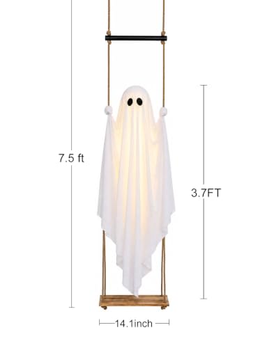 Joyehome 3.7FT Hanging Swing Ghost Outdoor Halloween Decoration with Waterproof Remote Lights