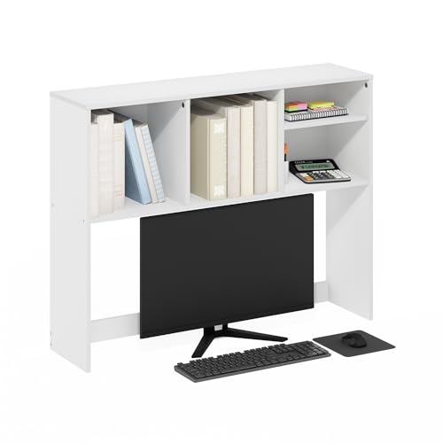 4-Shelf Desktop Hutch and Desk Organizer for Office Storage, White