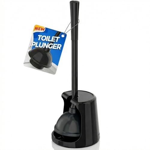 Heavy Duty Toilet Plunger with Holder for 5.3-Inch Drains - Style 1