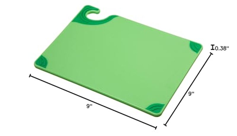San Jamar Saf-T-Grip Plastic Cutting Board with Safety Hook, 9" x 12" x 0.375", Green, (Pack of 6)