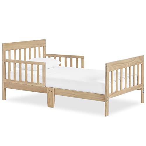 Low to Floor Wooden Toddler Bed Frame with Dual Safety Guard Rails