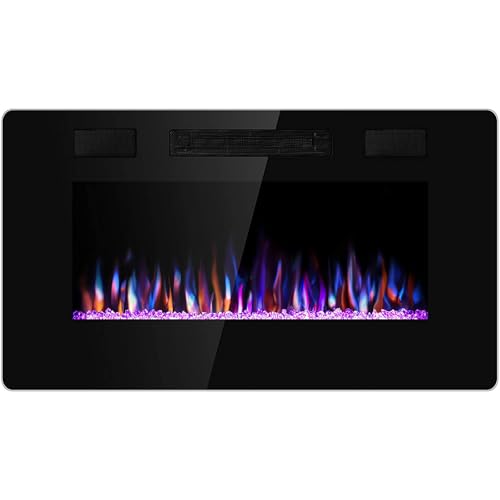 30-Inch Electric Fireplace Wall Mounted & Recessed Heater