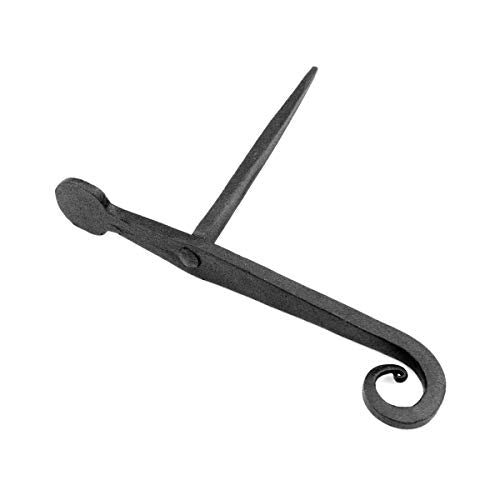 7-Inch Rat Tail Wrought Iron Shutter Dogs - Black Masonry Mount (Pair)