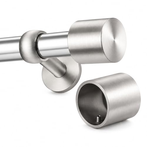 28mm Stainless Steel Curtain Rod Finials, Decorative Window End Caps - Silver