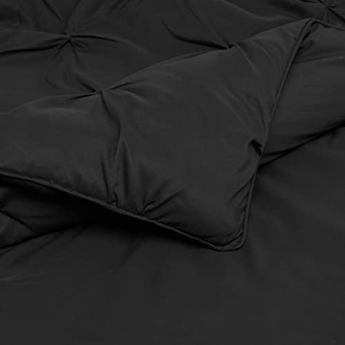 Twin XL Black Down Alternative Comforter Bedding Set - Pinch Pleat