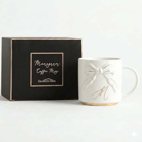 Collective Home 15oz Ceramic Coffee Mug with Gold Bow & Gift Box (M)