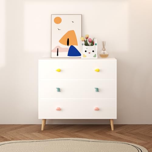 3-Drawer Kids Nightstand, Modern Wooden Bedside Table with Anti-Tip Safety