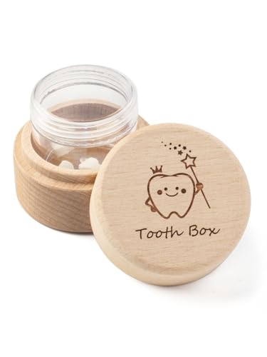 Wooden Tooth Fairy Box with Acrylic Bottle - Kids Lost Teeth Keepsake Holder