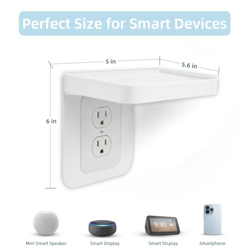 Wall Outlet Shelf with Cord Storage for Bathroom and Kitchen