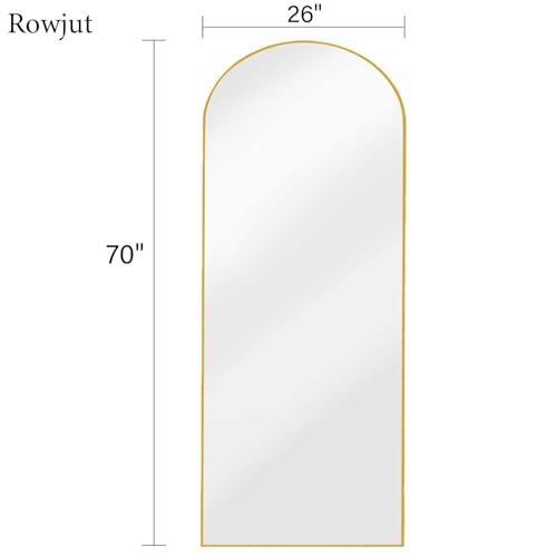 71" x 26" Arched Full Length Floor Mirror with Aluminum Frame, Gold