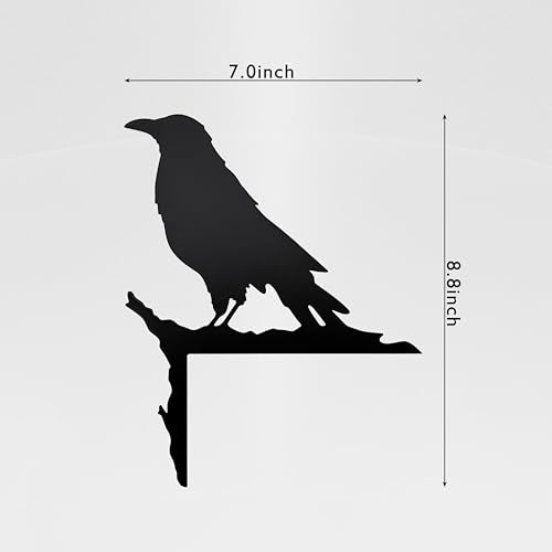 Raven Door Corner Statue, Gothic Norse Knotwork Metal Wall Decor