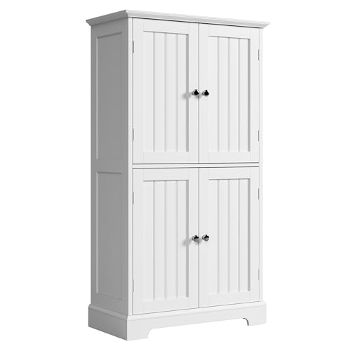 ChooChoo White Bathroom Floor Cabinet 11.81"D x 23.62"W x 43.31"H with Adjustable Shelves