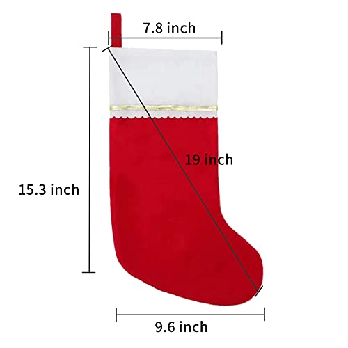 24 Pack 19-Inch Felt Christmas Stockings with White Cuff & Gold Trim