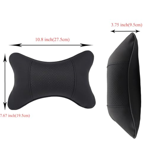 Car Neck Pillow Set - Dual-Side PU Leather Headrest with Fiber Filling