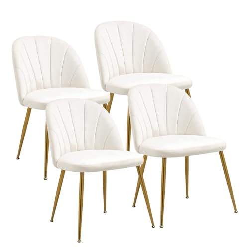 Set of 4 Velvet Dining Chairs, Mid-Century Modern Upholstered Kitchen Chairs