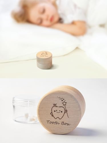 Wooden Tooth Fairy Box with Acrylic Bottle - Kids Lost Teeth Keepsake Holder