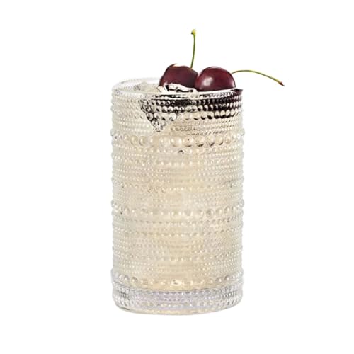 Fortessa Jupiter Beaded Hobnail Glass Iced Beverage Set of 4, 13oz Clear