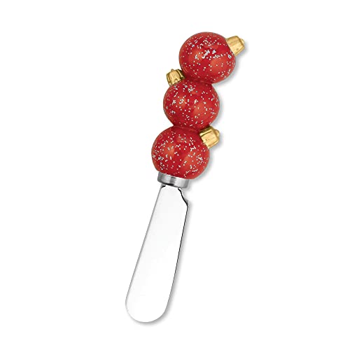 UPware Christmas Ornament Cheese Spreaders Set of 4 - Hand-Painted Resin Handles, Stainless Steel Blades, Holiday Decor