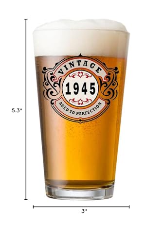 1945 Vintage 16oz Beer Glass - 81st Birthday Gift for Men