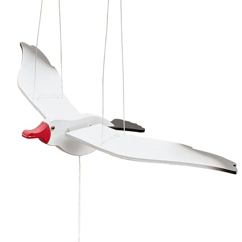 Wooden Flying Seagull Mobile 20-Inch Nautical Hanging Ornament Decor