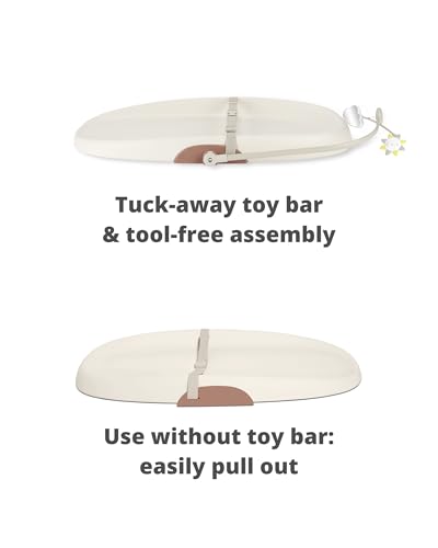 Contoured Wipe-Clean Baby Changing Pad with Toy Bar and Safety Belt