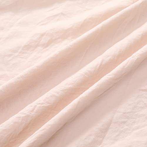 Pink Ruffled Duvet Cover Set - Twin Size Vintage French Country Bedding